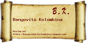 Benyovits Kolombina névjegykártya